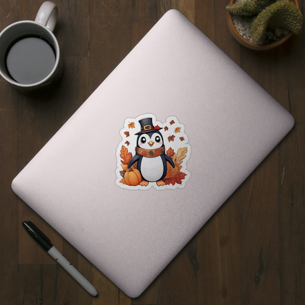 Cute Autumn Penguin Thanksgiving by Rishirt